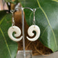 Handcarved Bone Earrings - Koru - Rivendell Shop