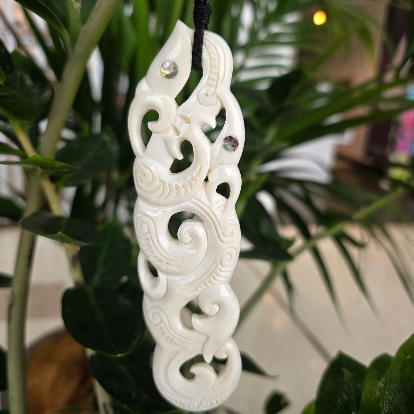 Handcarved Bone Pendant - Large Manaia