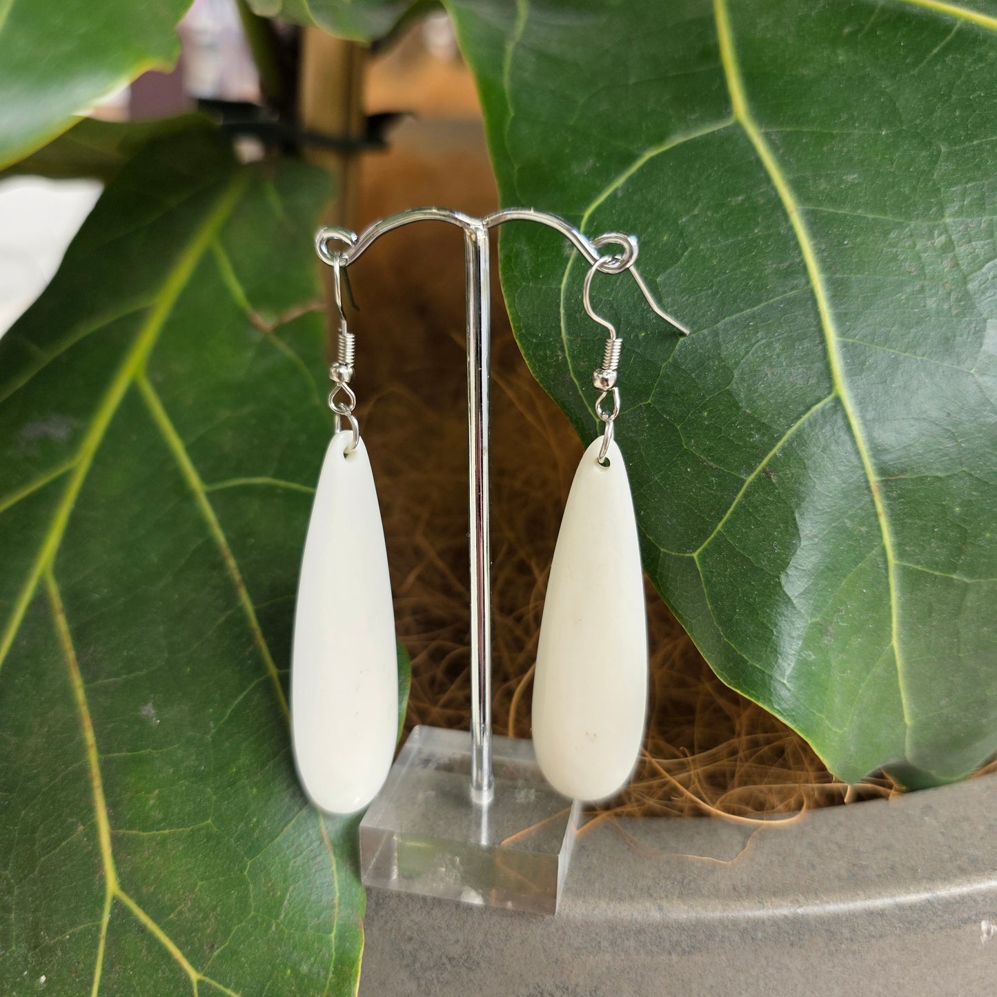 Handcarved Bone Earrings - Roimata