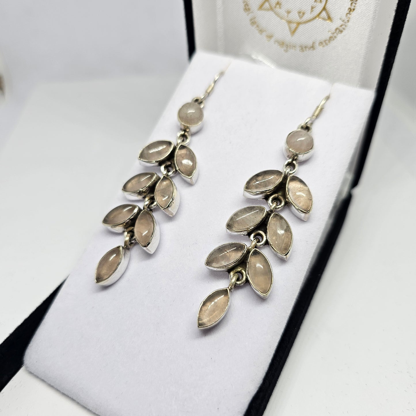 Rose Quartz Sterling Silver Pendant & Earrings Set - Rivendell Shop