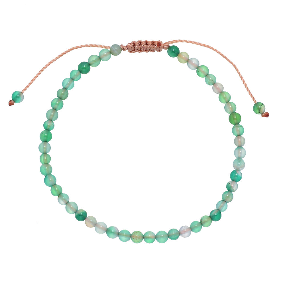 Green Agate Bead Anklet 4mm - Rivendell Shop