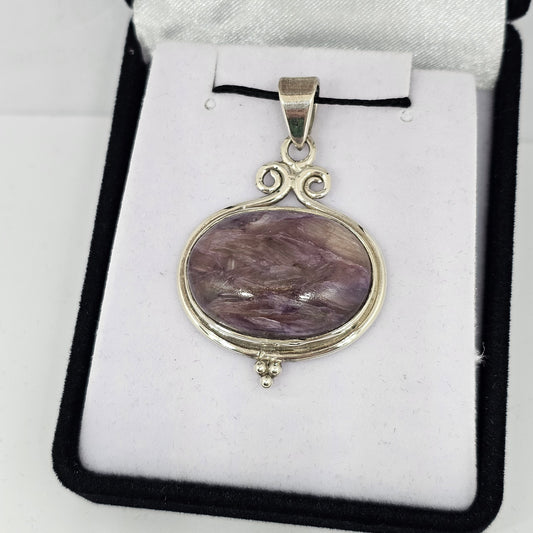 Charoite Sterling Silver Pendant - Rivendell Shop
