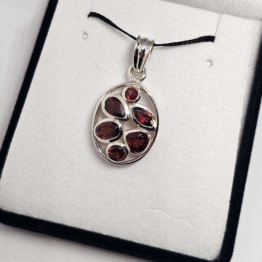 Garnet Sterling Silver Pendant - Rivendell Shop