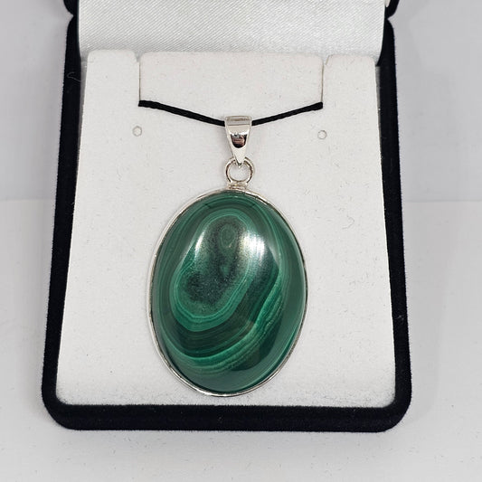 Malachite Sterling Silver Pendant - Rivendell Shop