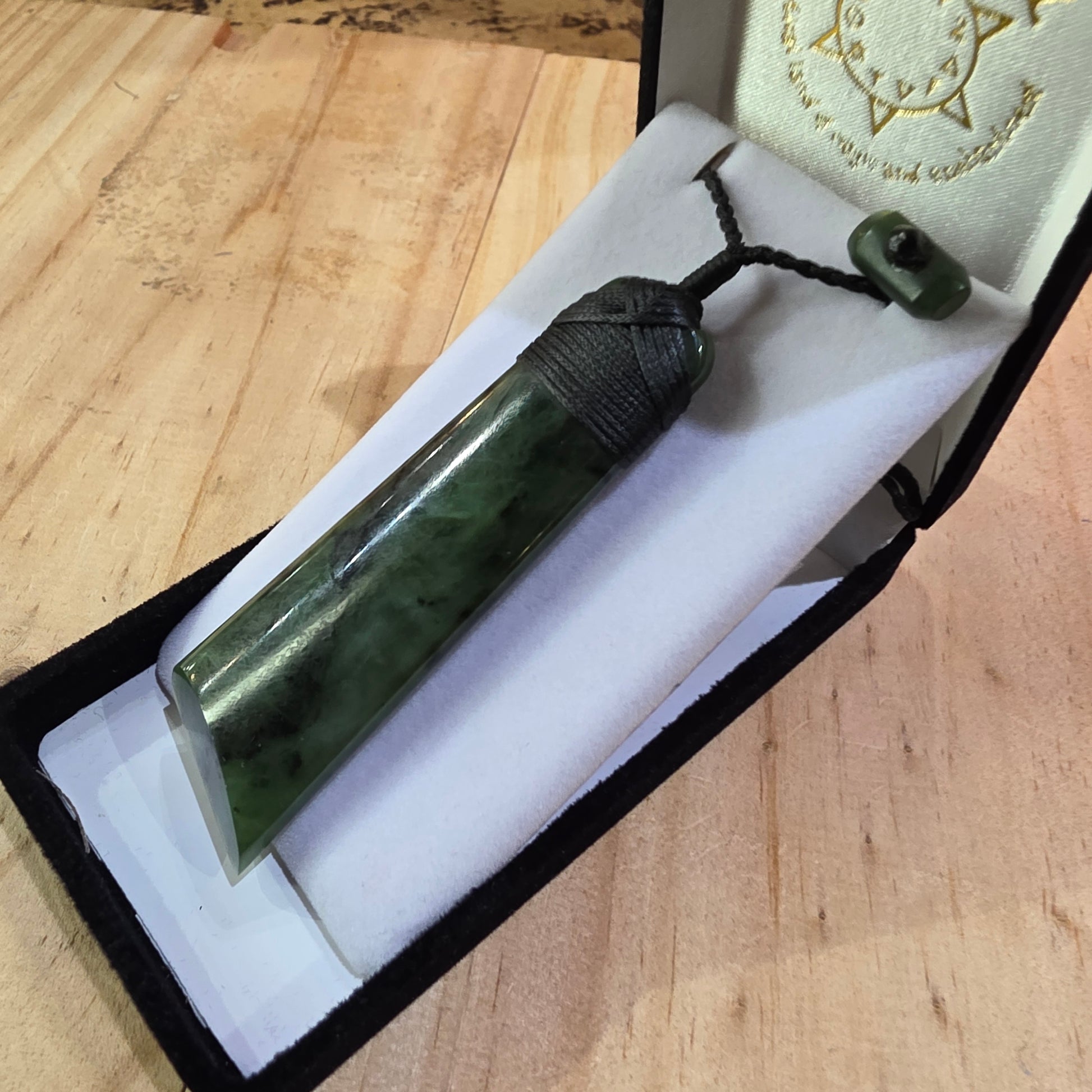 Greenstone Toki Pendant Oblique Cut 80x30mm - Rivendell Shop