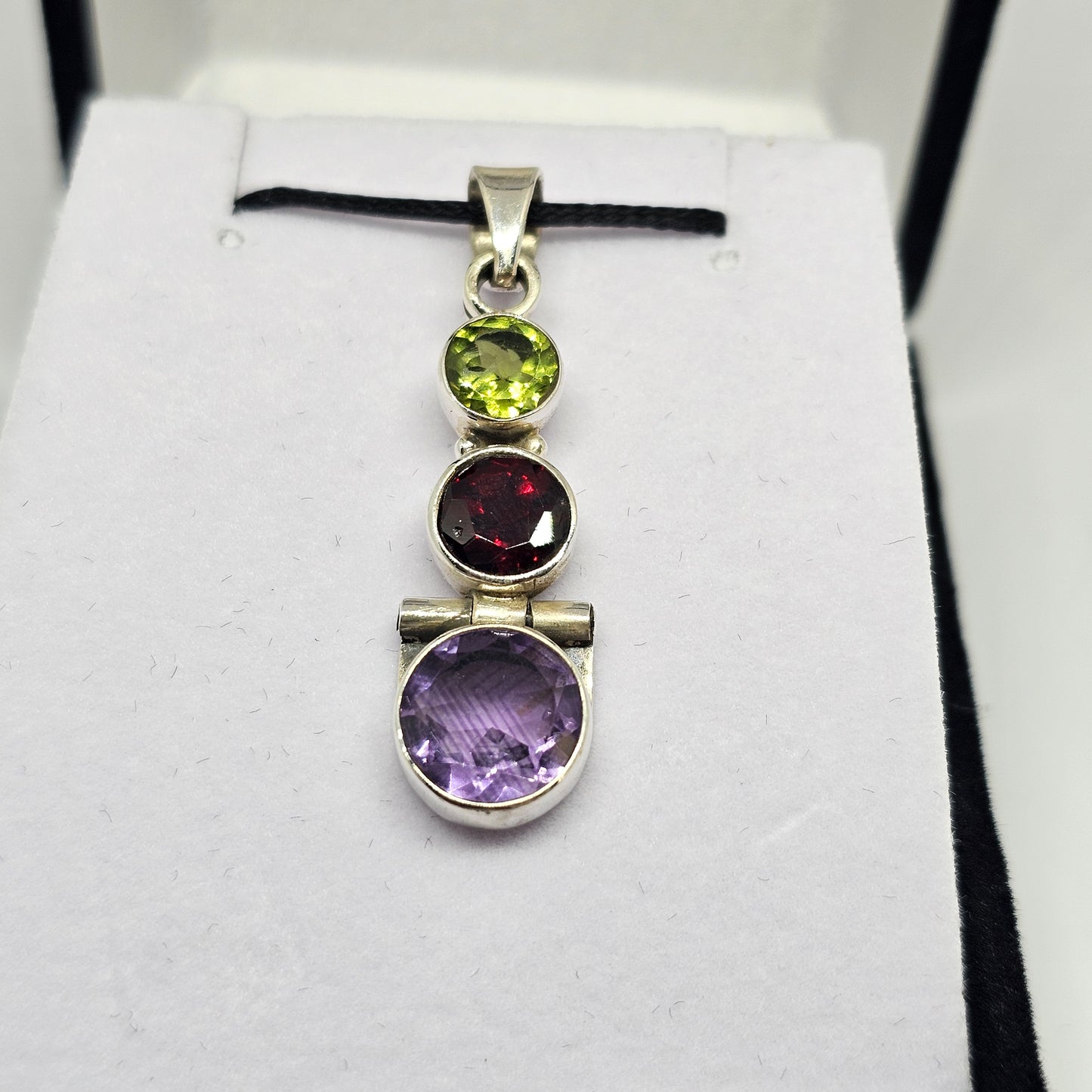 Peridot, Garnet & Amethyst Sterling Silver Pendant