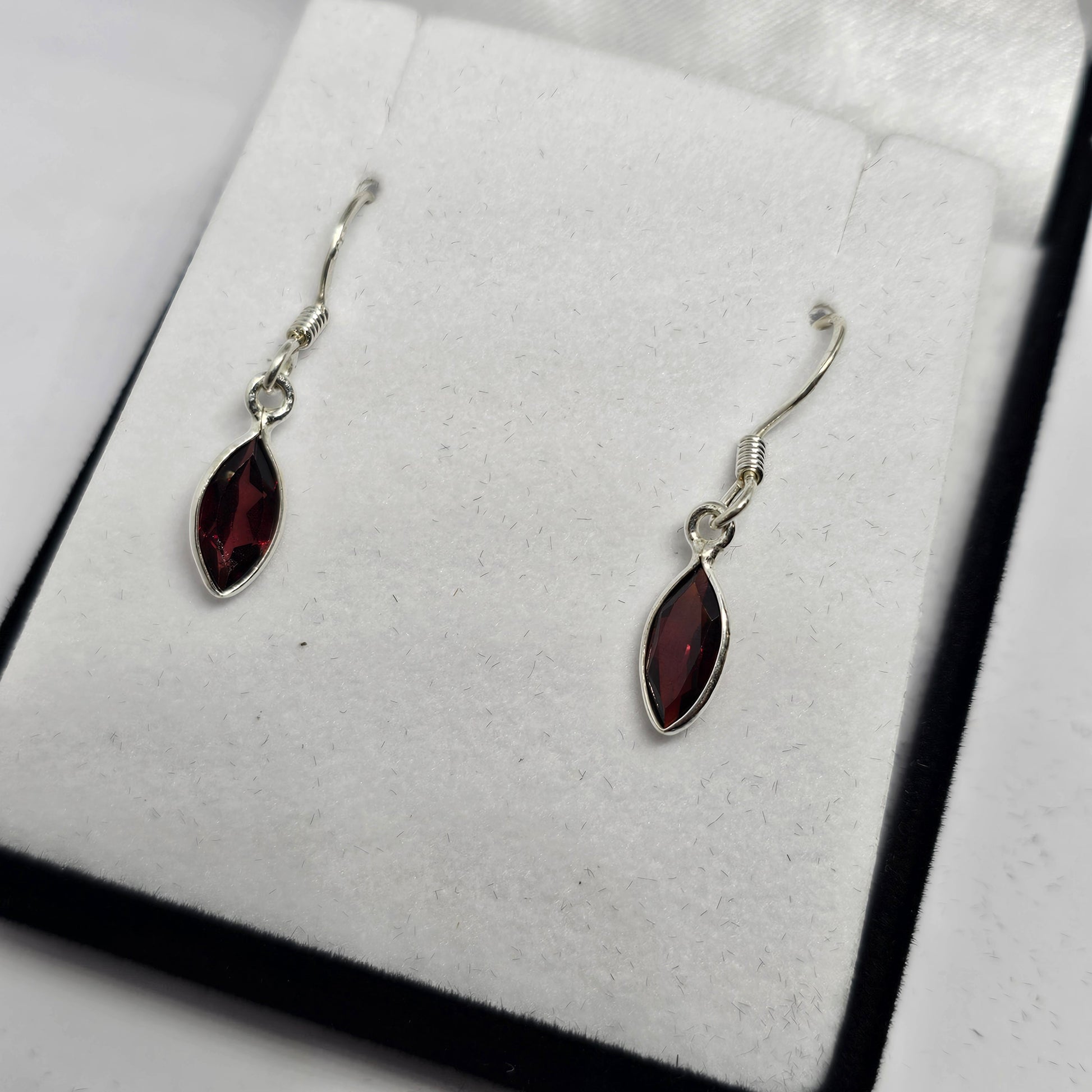 Garnet Sterling Silver Earrings - Rivendell Shop