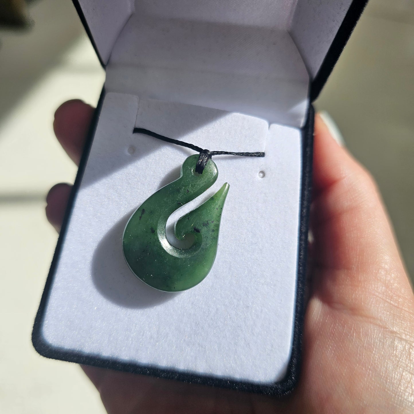 Greenstone Hei Matau (Fish Hook) Pendant