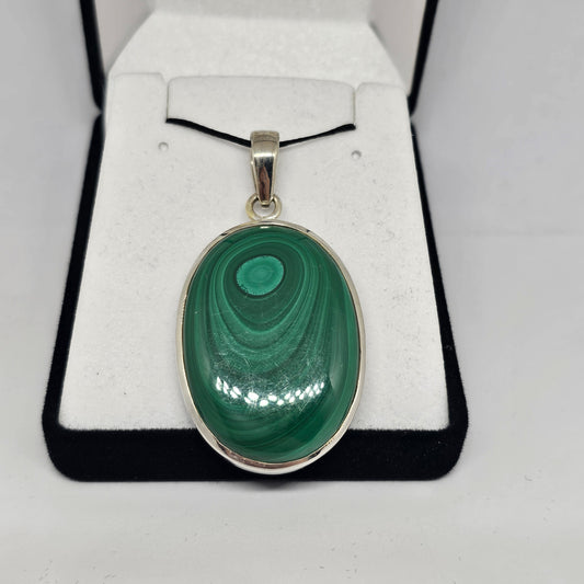 Malachite Sterling Silver Pendant - Rivendell Shop