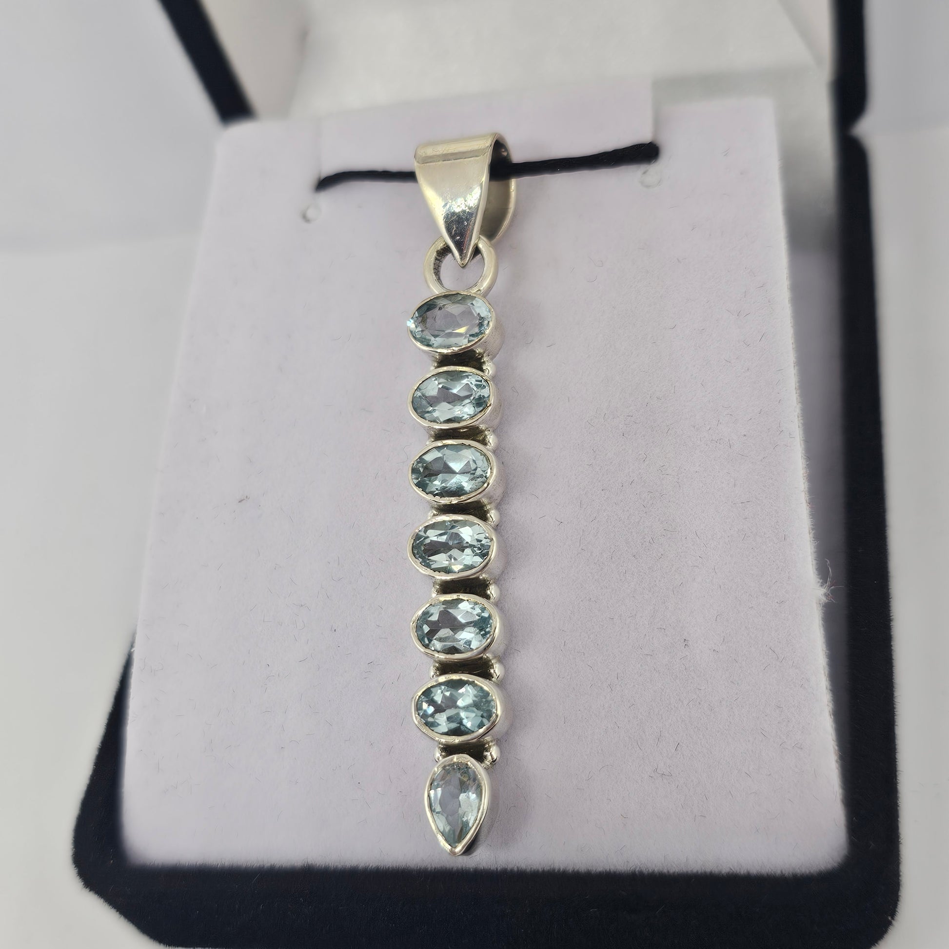Blue Topaz Sterling Silver Pendant - Rivendell Shop