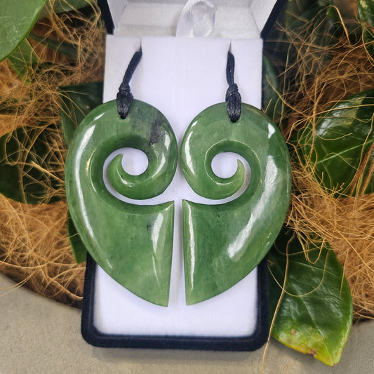 Manawa (Heart) Greenstone Pendant Pair - Rivendell Shop