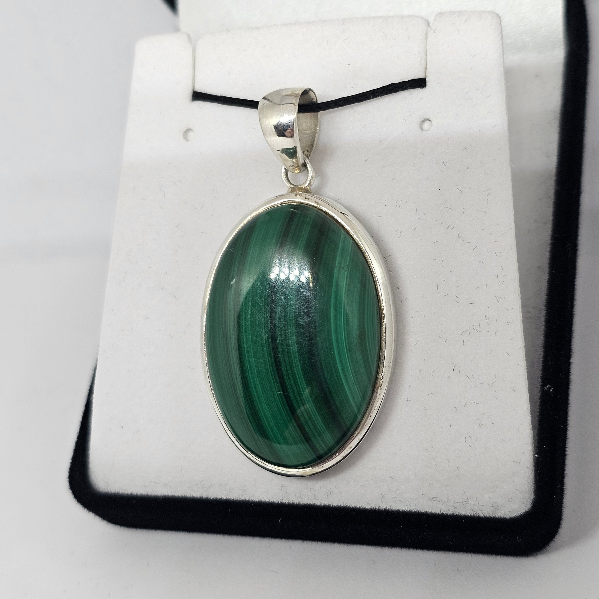 Malachite Sterling Silver Pendant - Rivendell Shop