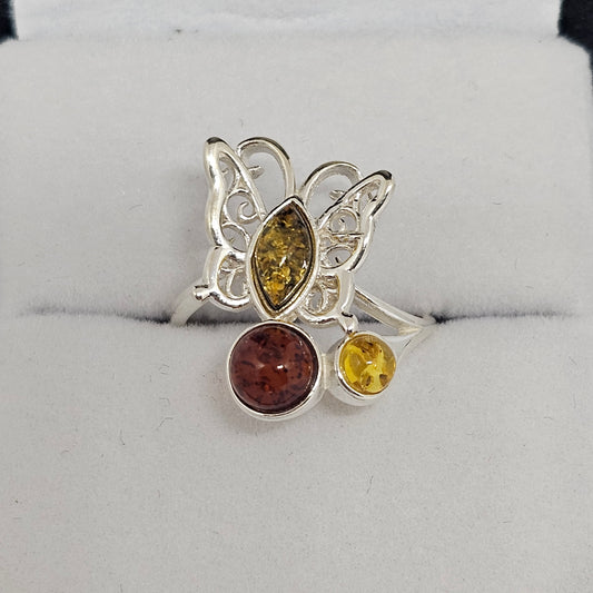 Amber Butterfly Ring - Rivendell Shop