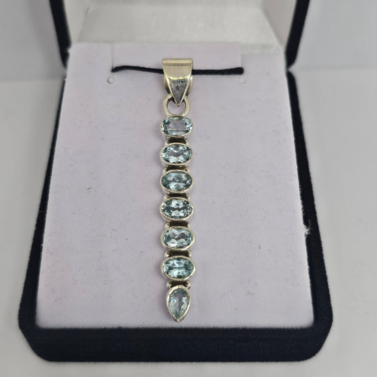 Blue Topaz Sterling Silver Pendant - Rivendell Shop