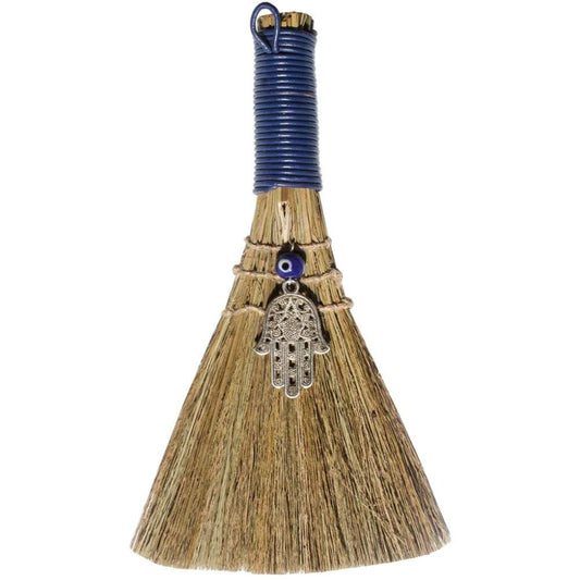 Wicca Broom – Hamsa Hand with Evil Eye 20cm - Rivendell Shop