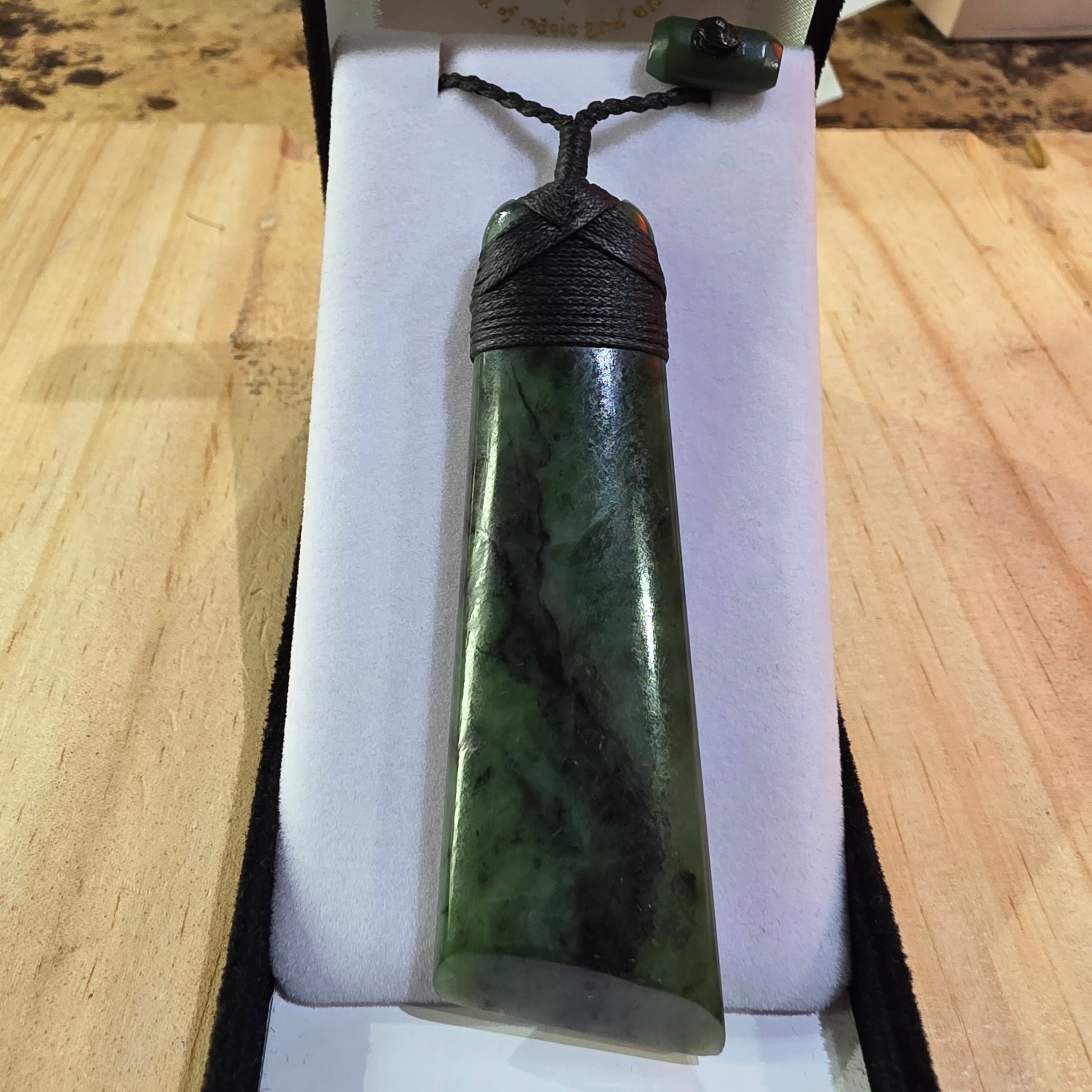 Greenstone Toki Pendant Oblique Cut 80x30mm - Rivendell Shop