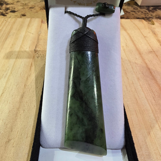 Greenstone Toki Pendant Oblique Cut 80x30mm - Rivendell Shop