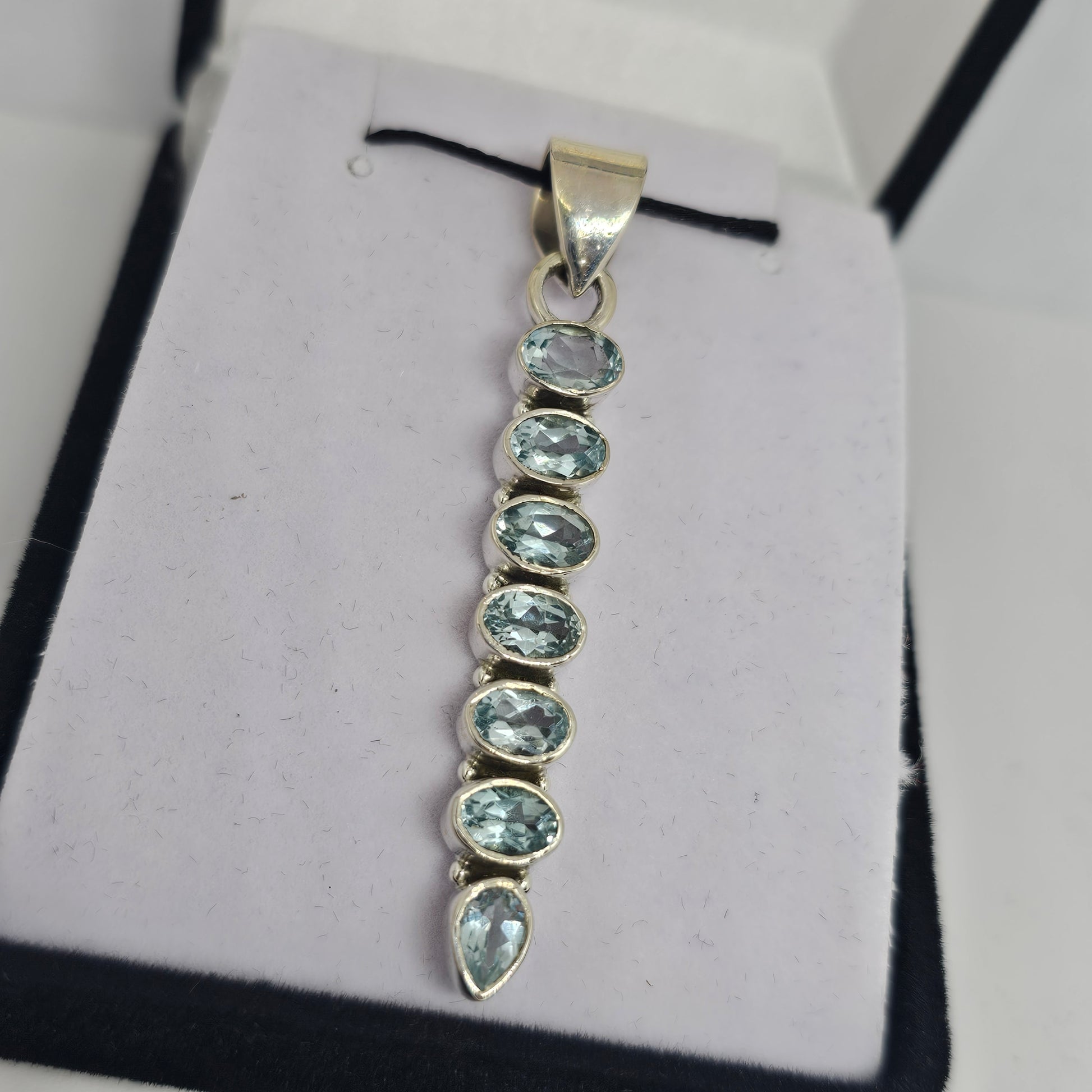 Blue Topaz Sterling Silver Pendant - Rivendell Shop