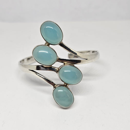 Aquamarine Sterling Silver Bangle
