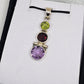 Peridot, Garnet & Amethyst Sterling Silver Pendant - Rivendell Shop