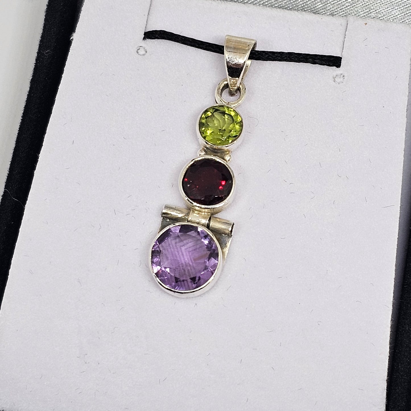 Peridot, Garnet & Amethyst Sterling Silver Pendant