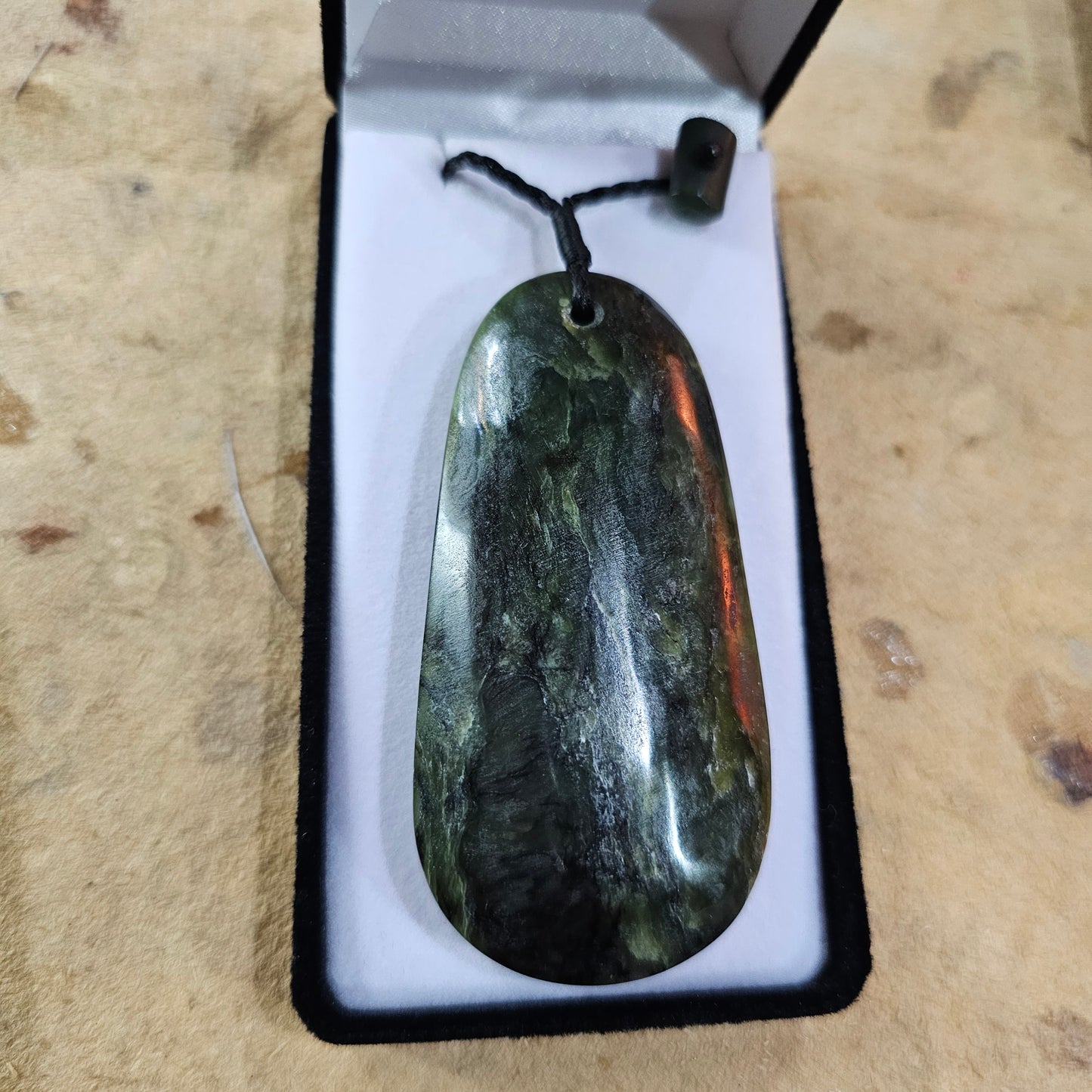 Large Natural Greenstone Pendant