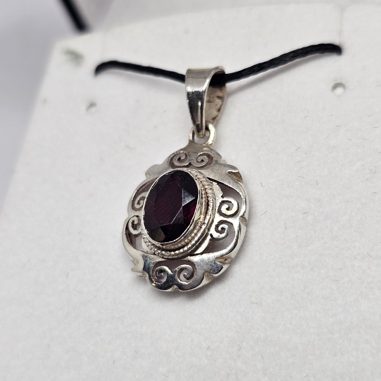 Garnet Sterling Silver Pendant - Rivendell Shop