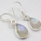 Teardrop Moonstone 925 Sterling Silver Dangle Earrings - Rivendell Shop