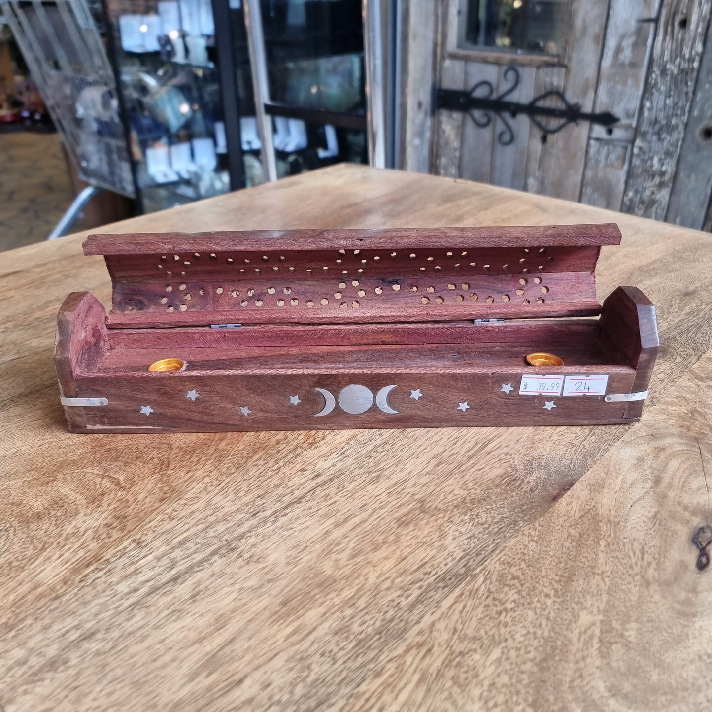 Wooden incense holder star/moon - Rivendell Shop