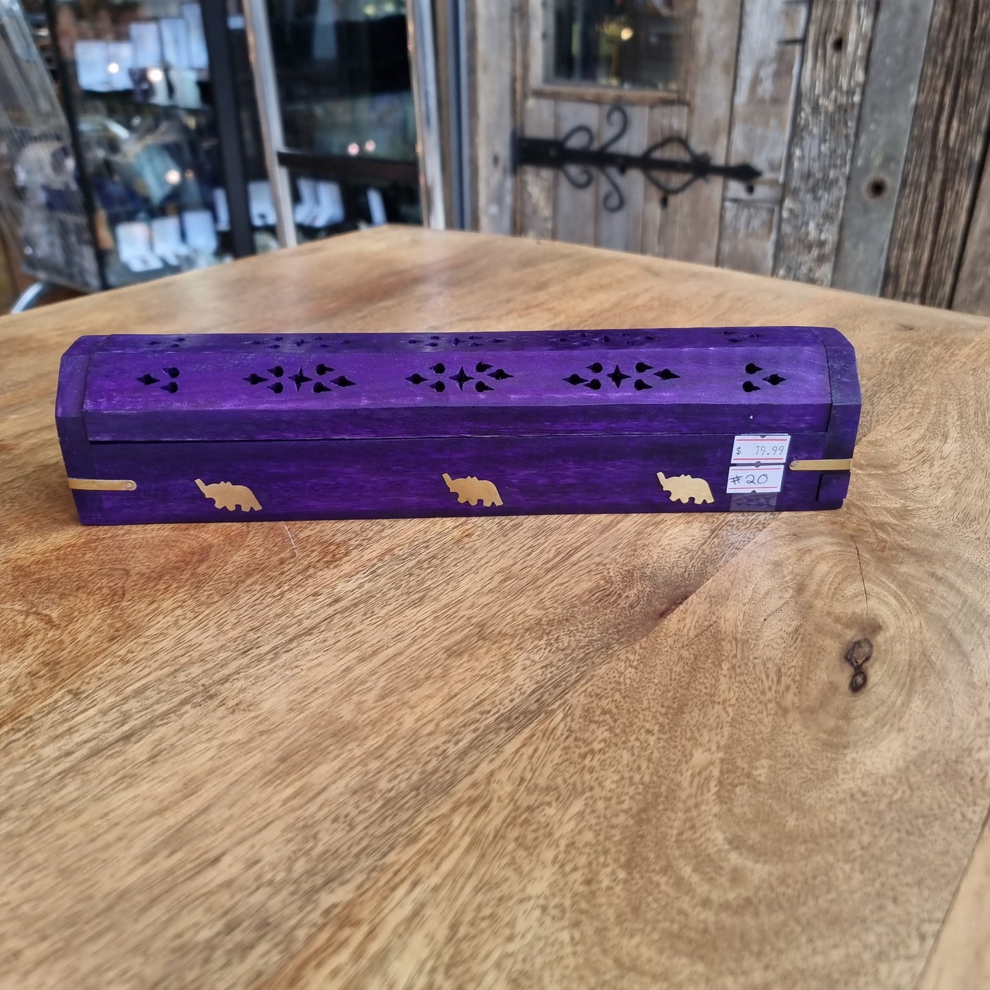 Wooden Incense Holder Purple Elephant - Rivendell Shop