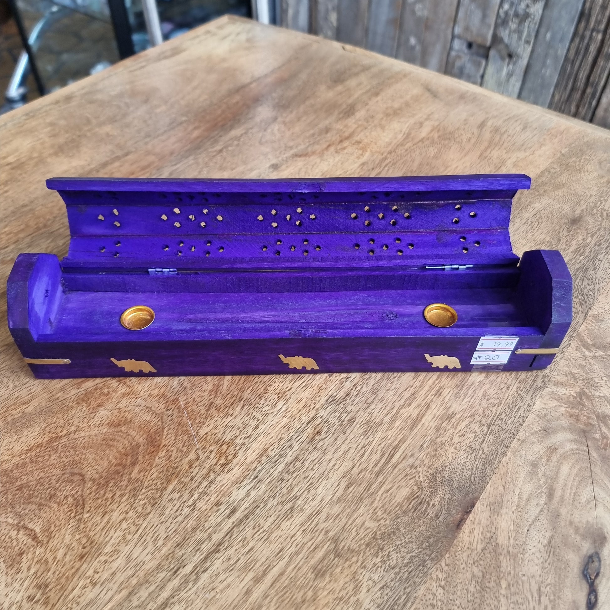 Wooden Incense Holder Purple Elephant - Rivendell Shop