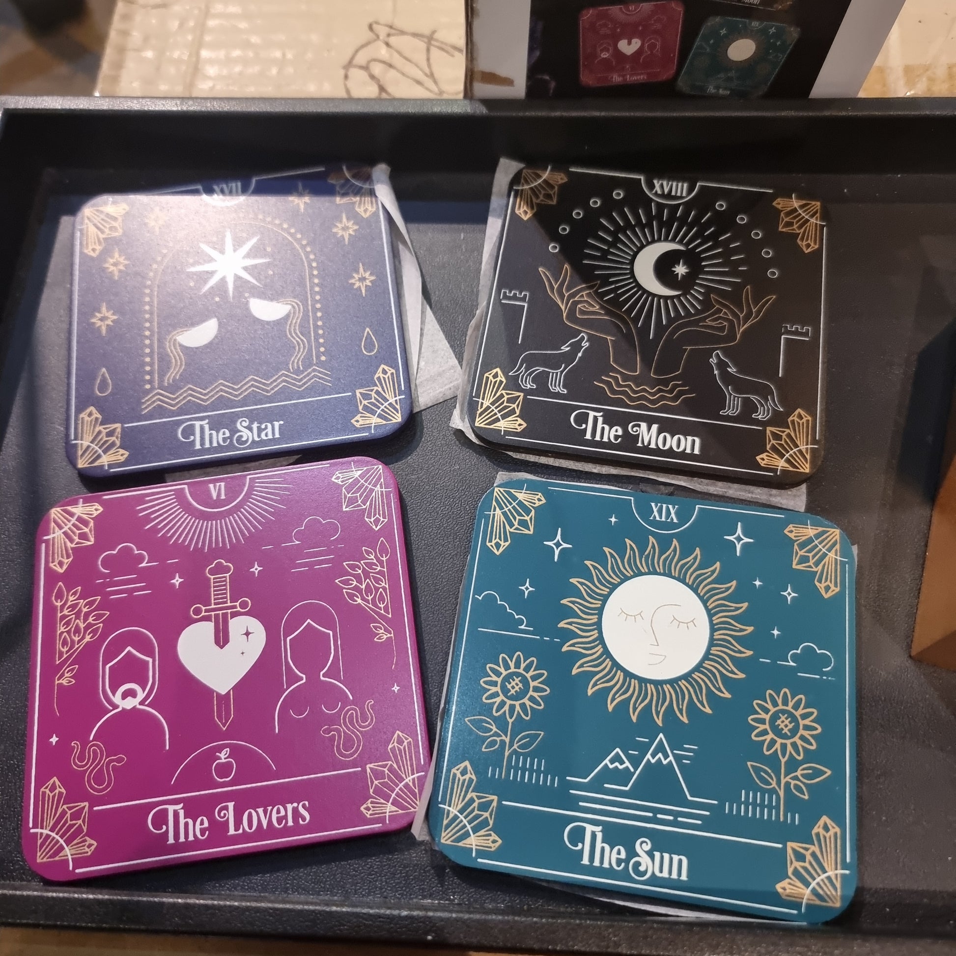 Tarot set coasters with holder - Rivendell Shop