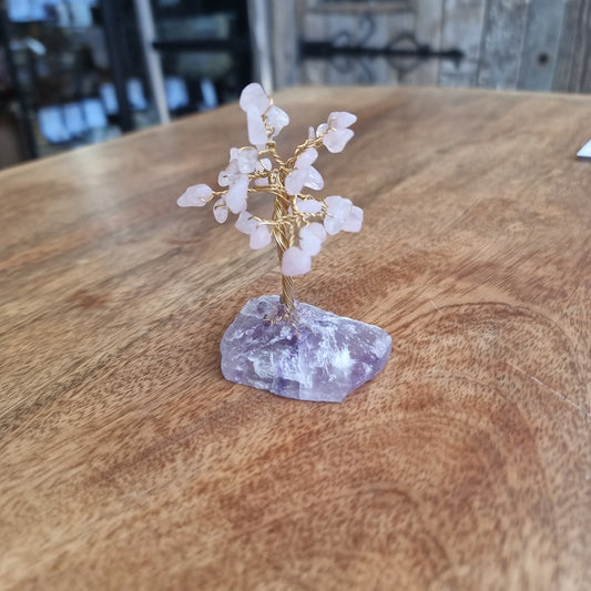Rose Quartz Crystal Tree on Fluorite Base - Rivendell Shop