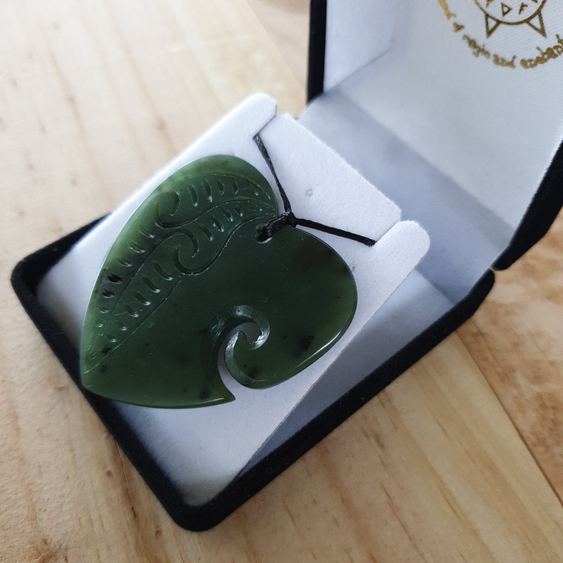 Greenstone Heart Pendant with Carved Detail - Large - Rivendell Shop