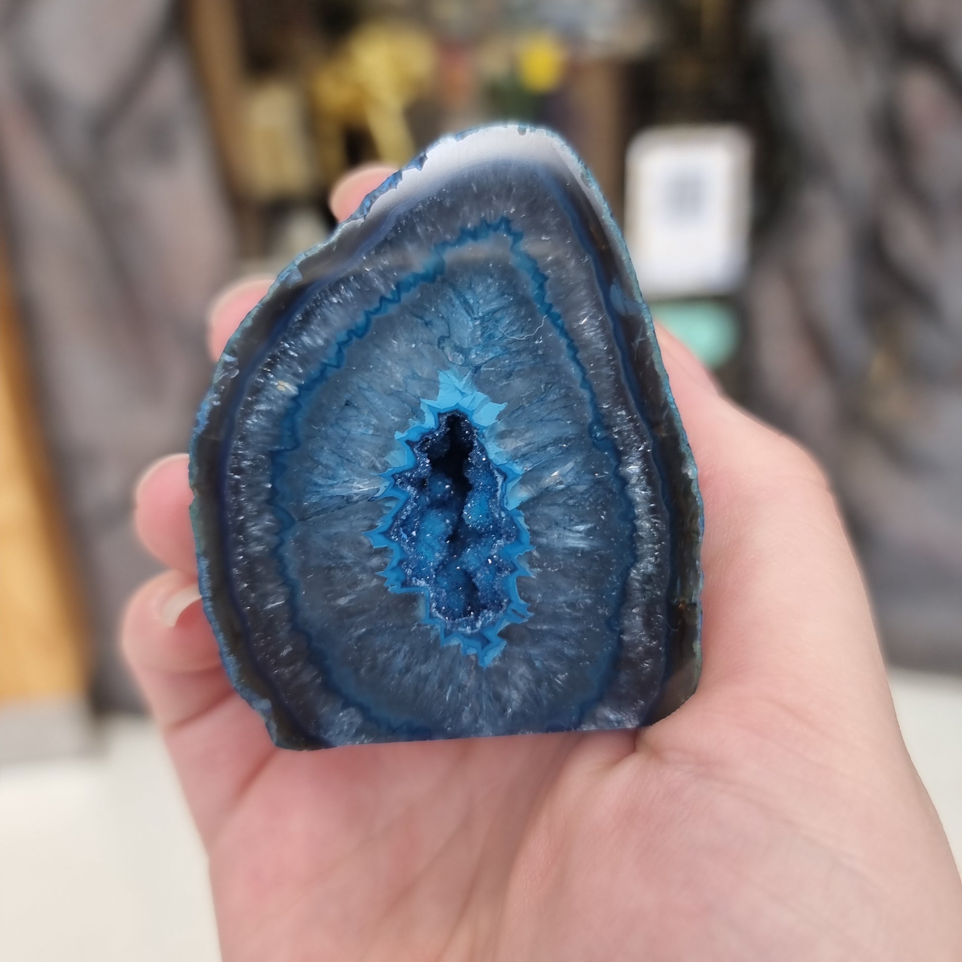 Blue agate druze pocket - Rivendell Shop