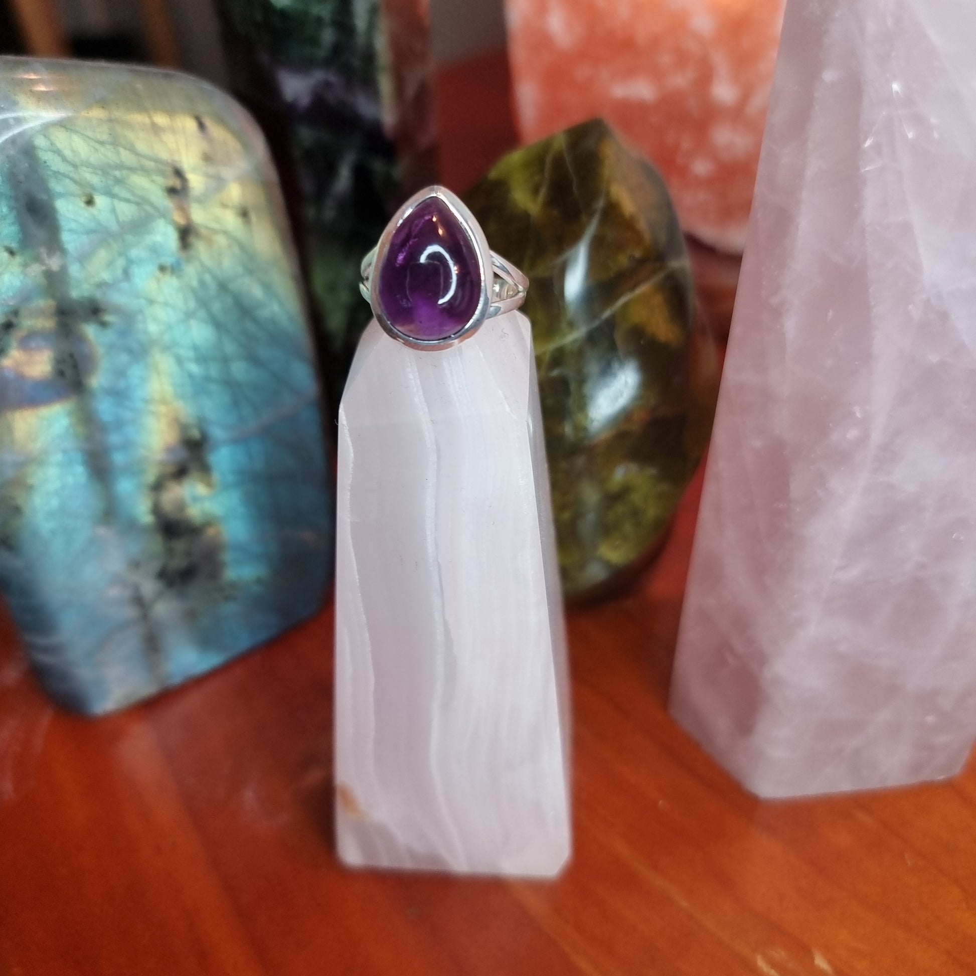 Amethyst ring - tear drop - Rivendell Shop