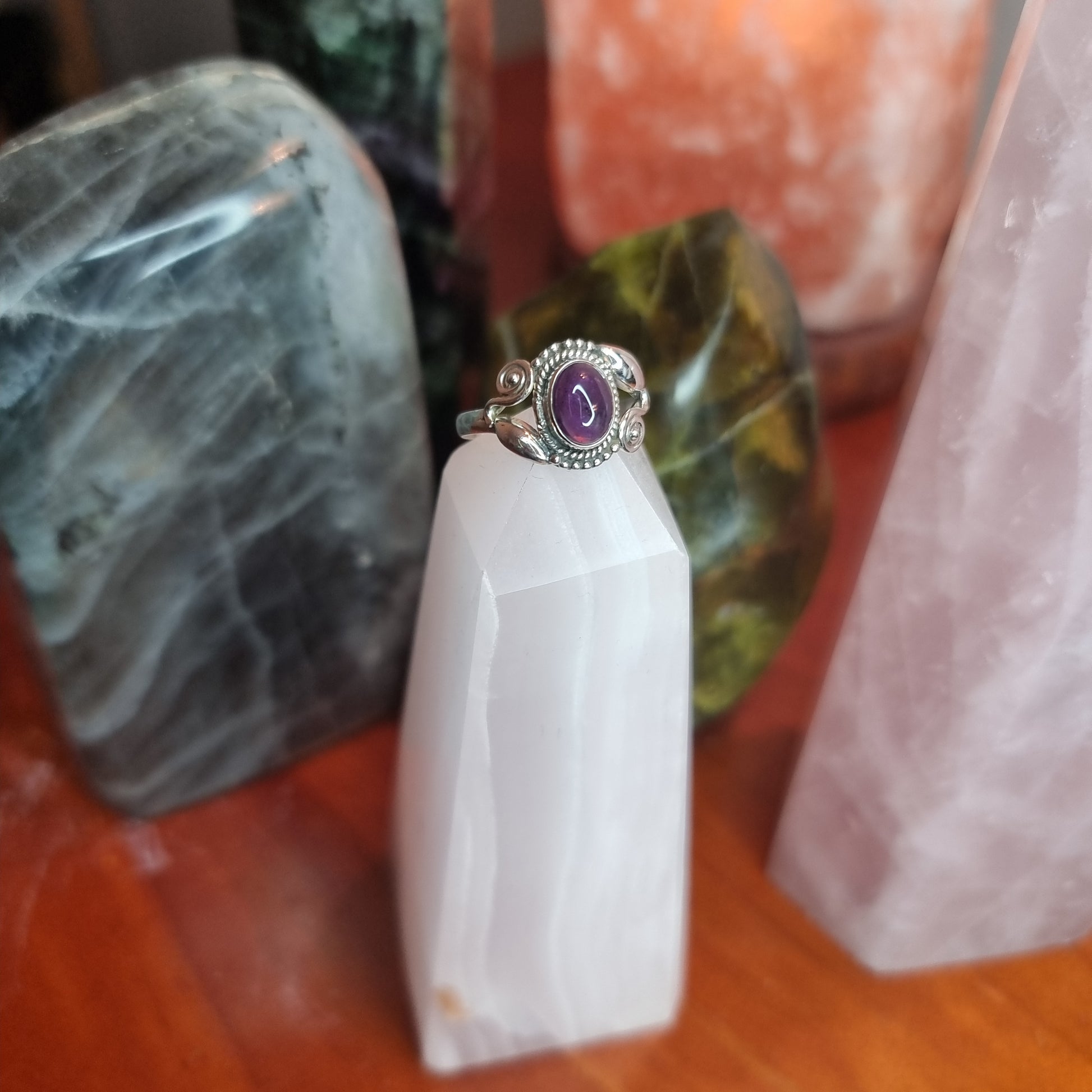 Amethyst ring - classic band small - Rivendell Shop