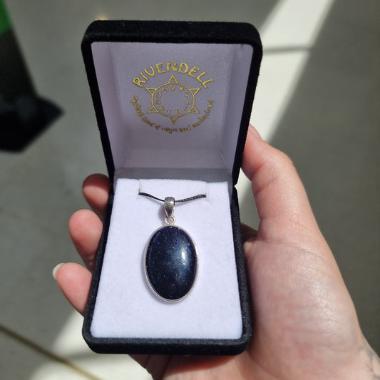 Blue goldstone pendant - Rivendell Shop