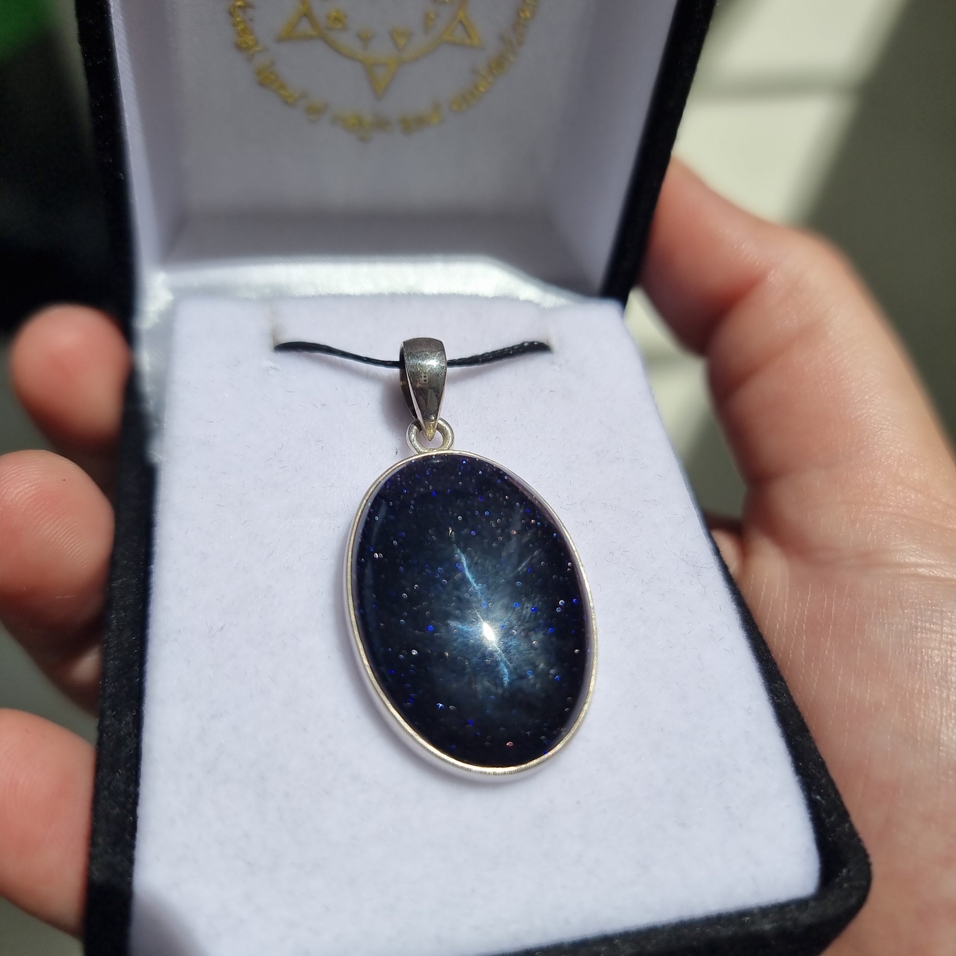Blue goldstone pendant - Rivendell Shop