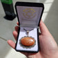 Goldstone Oval Pendant in 925 Sterling Silver - Decorative Border - Rivendell Shop