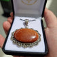 Goldstone Oval Pendant in 925 Sterling Silver - Decorative Border - Rivendell Shop