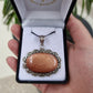 Goldstone Oval Pendant in 925 Sterling Silver - Decorative Border - Rivendell Shop