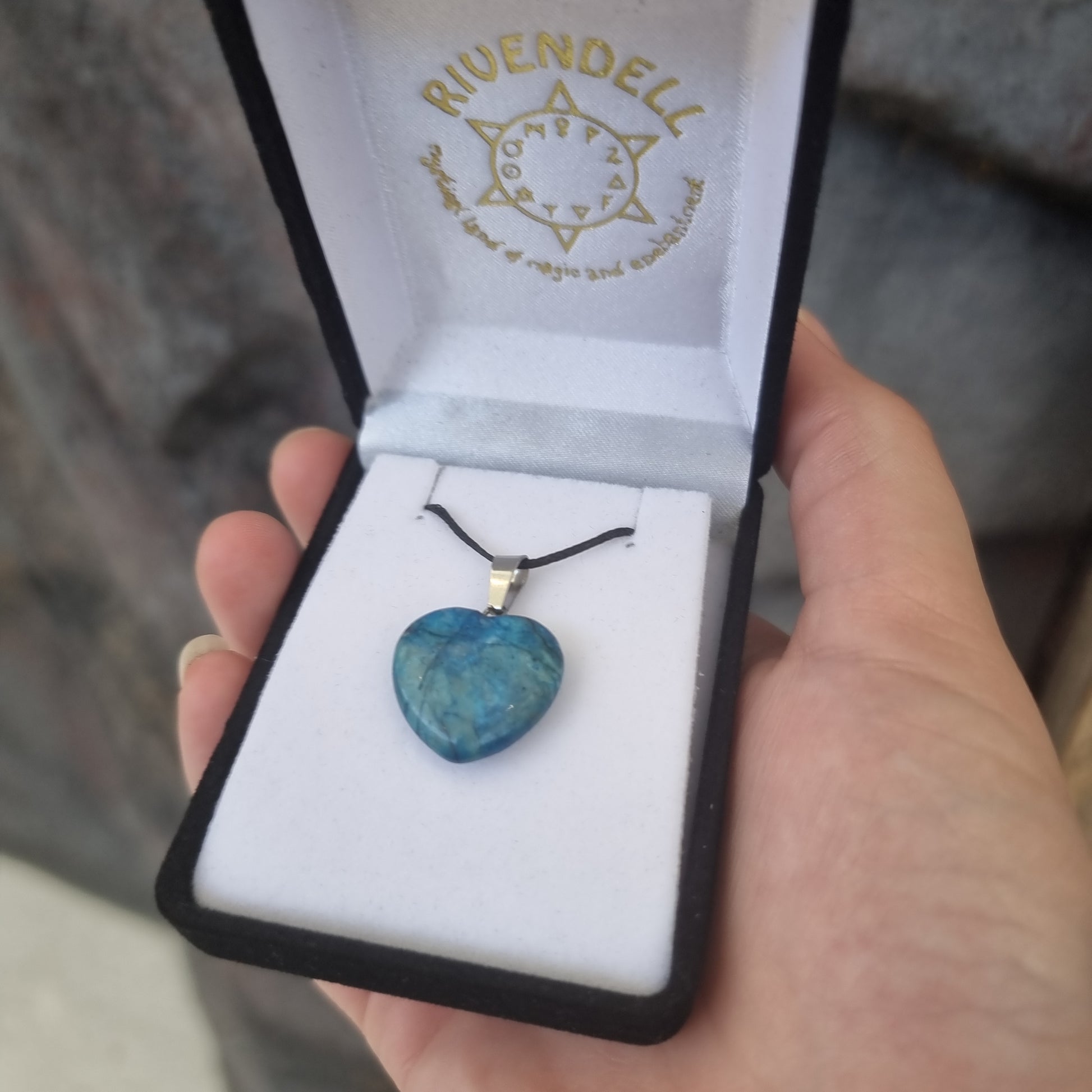Blue Agate heart pendant - Rivendell Shop