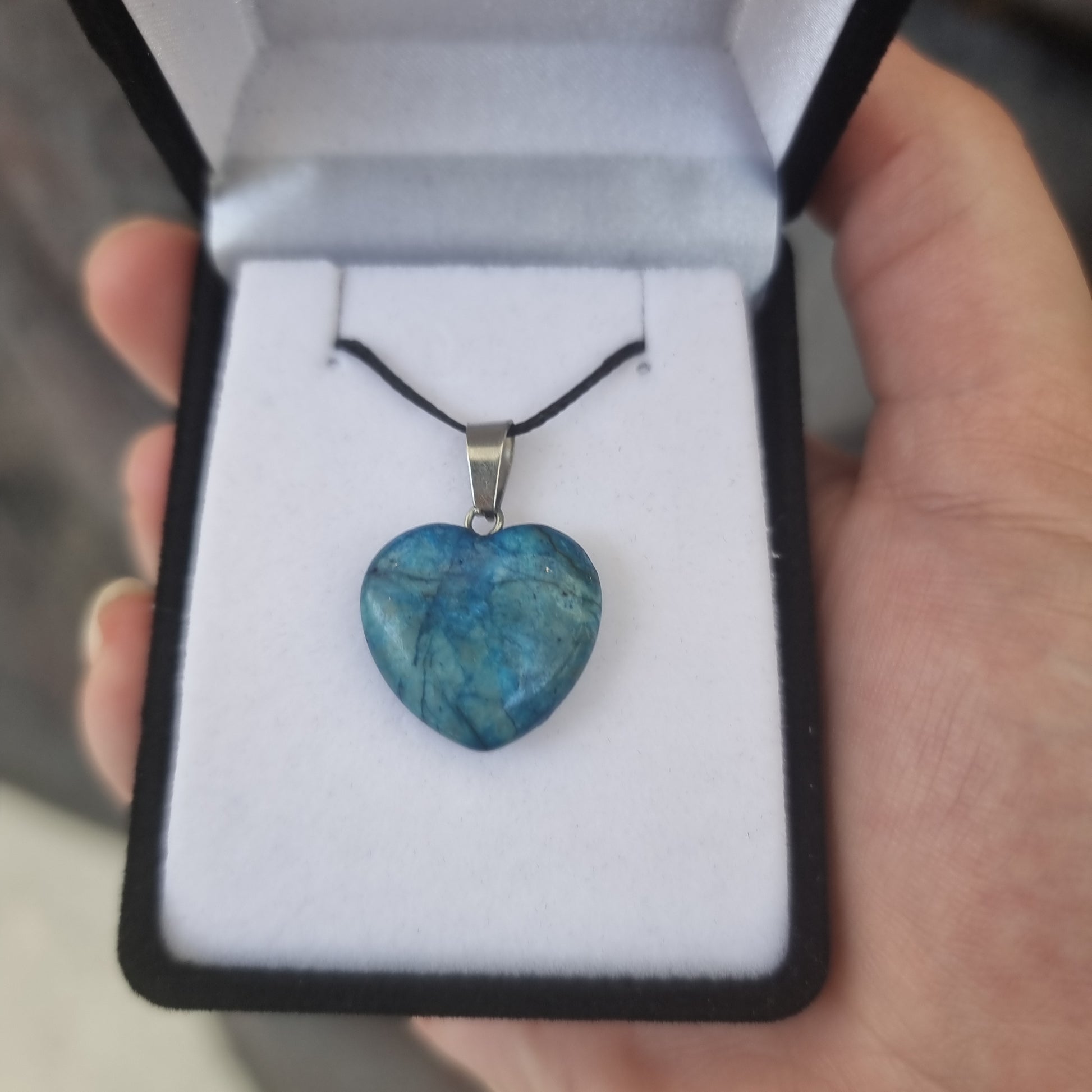 Blue Agate heart pendant - Rivendell Shop