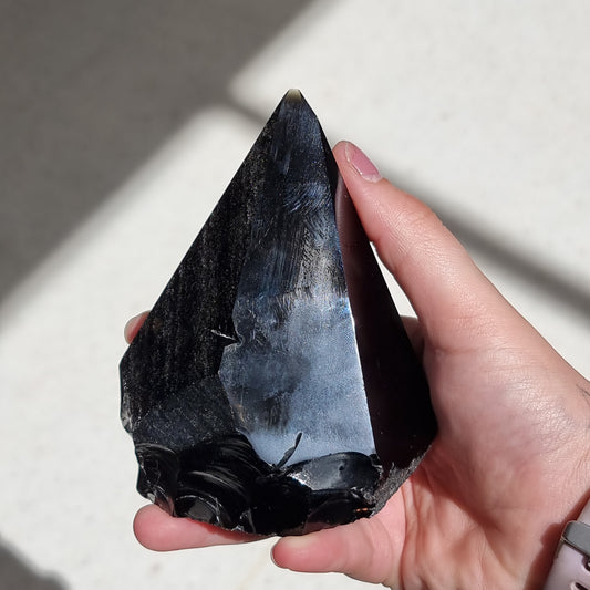 Black obsidian semi polished point - Rivendell Shop