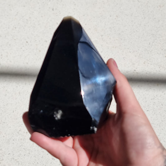 Black obsidian semi polished point - Rivendell Shop