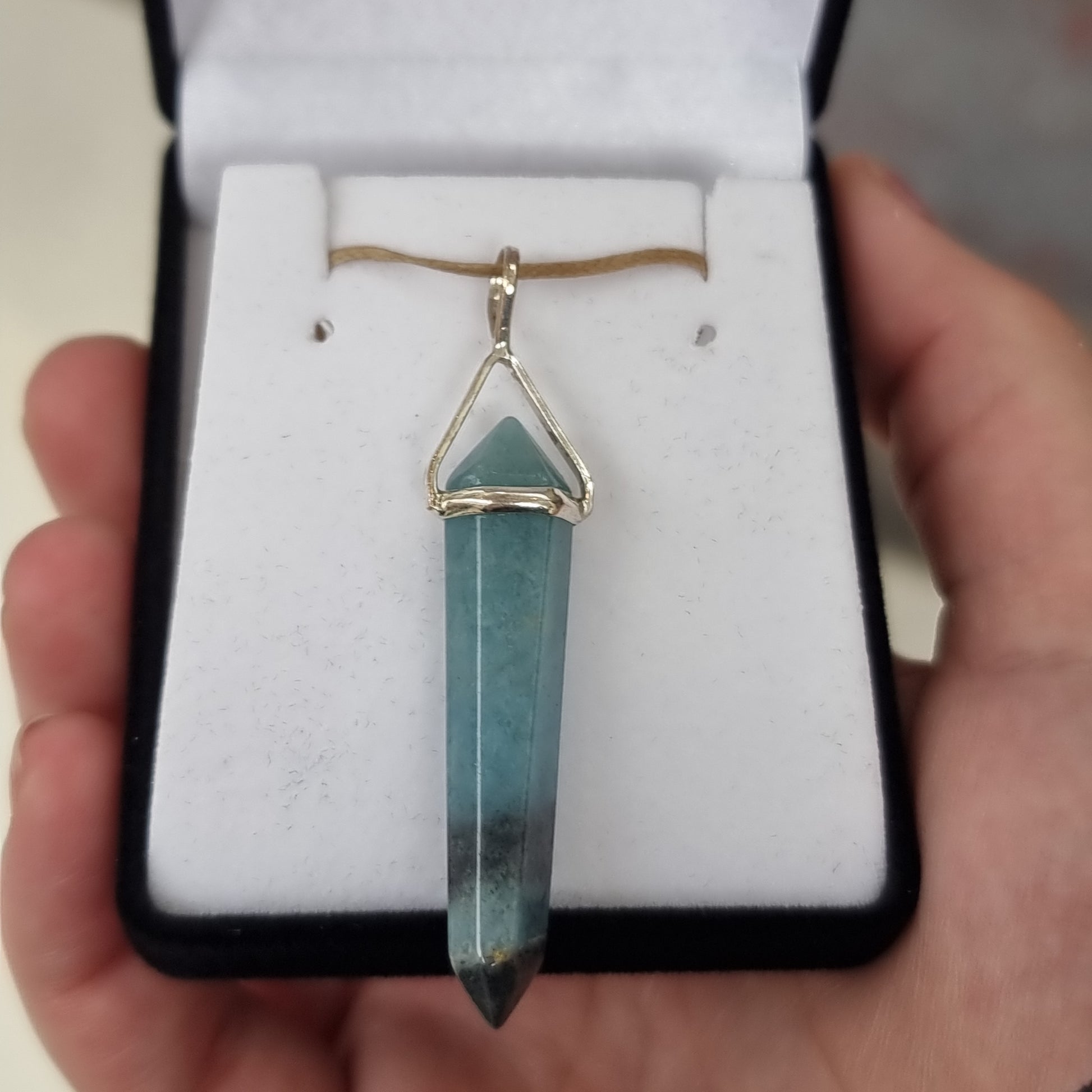 Blue quartz silver point pendant - Rivendell Shop