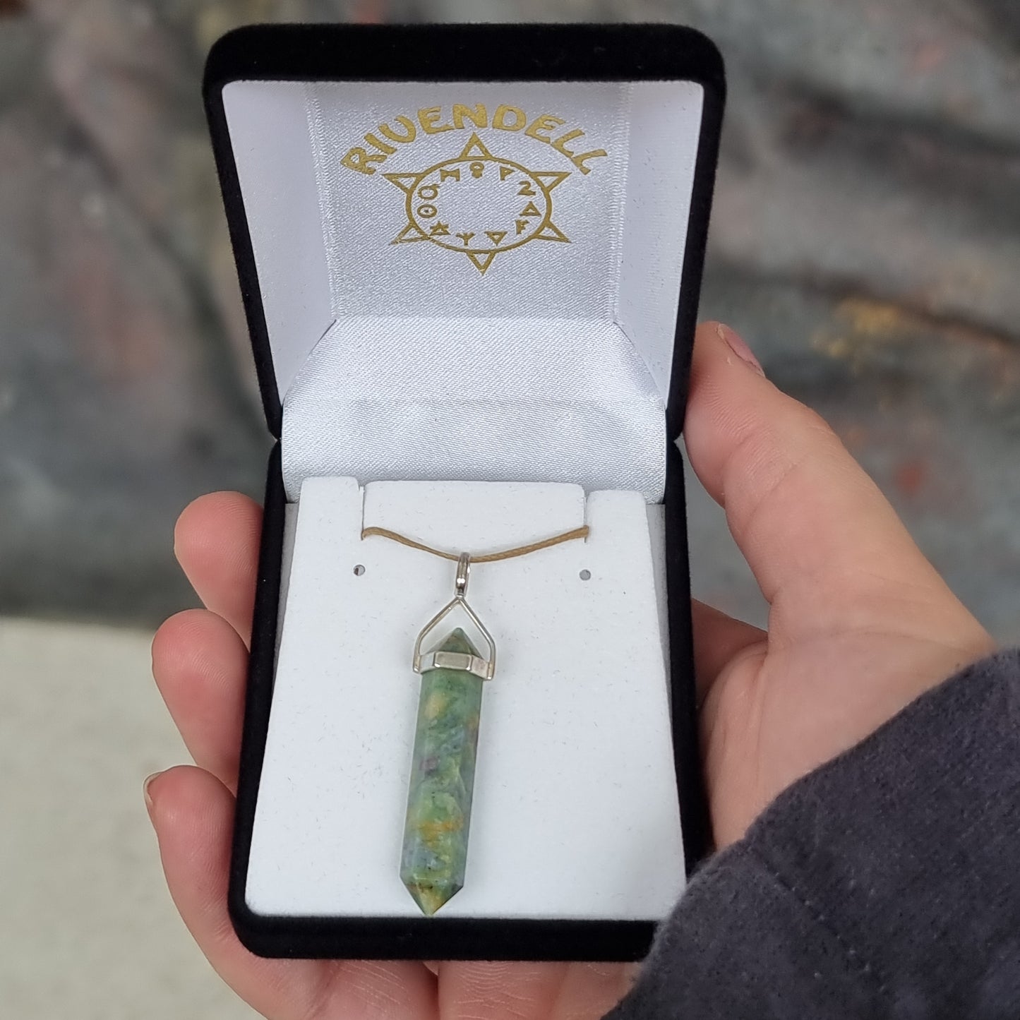 Ruby & zoisite silver point pendant - Rivendell Shop
