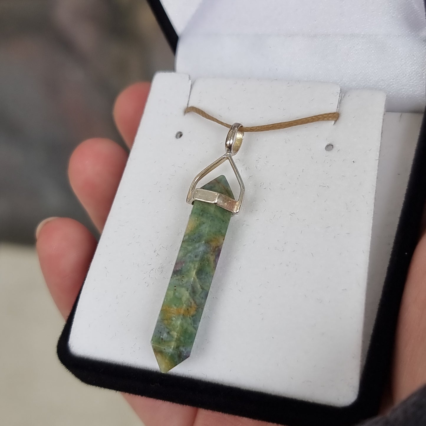 Ruby & zoisite silver point pendant - Rivendell Shop