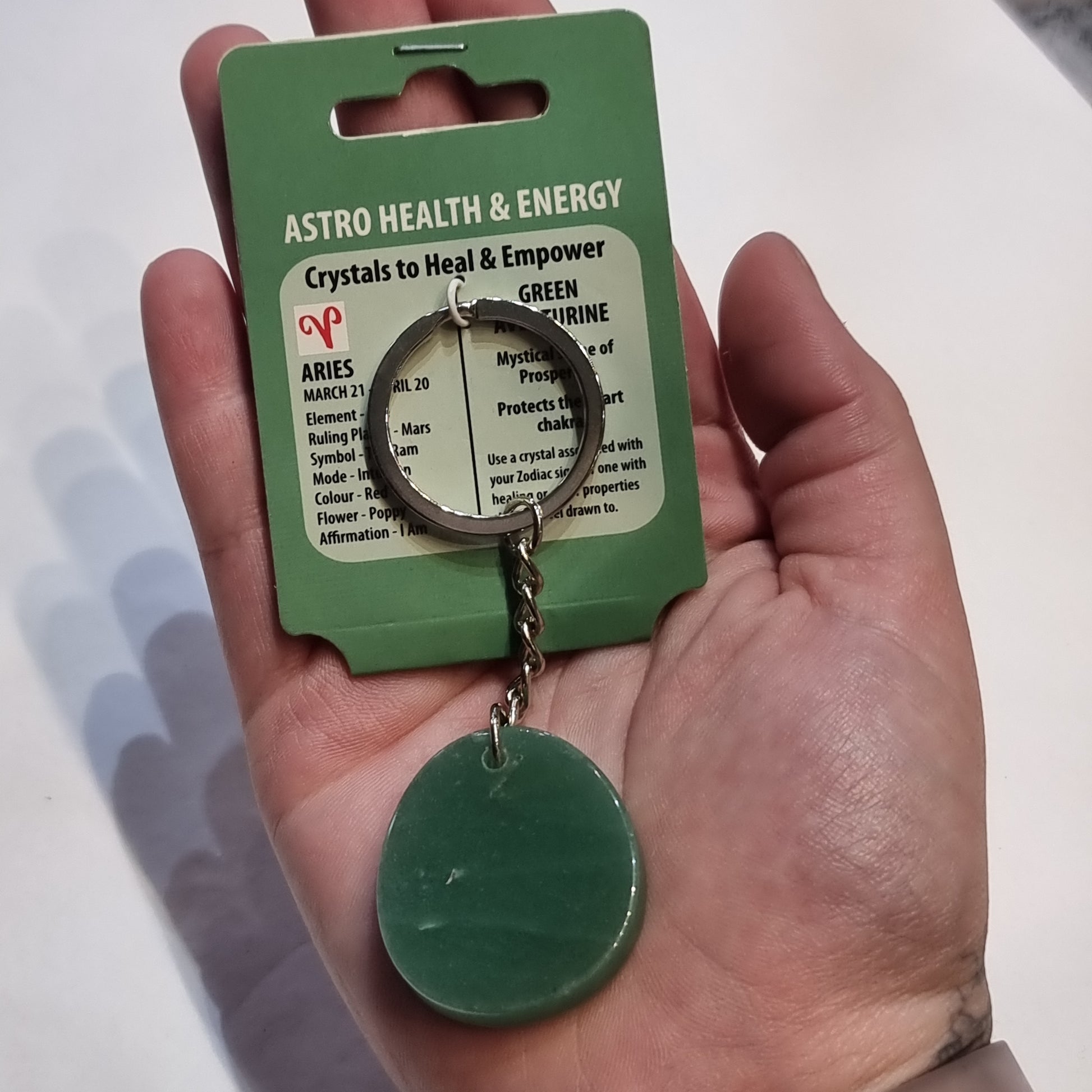 Green aventurine zodiac keychain - Rivendell Shop